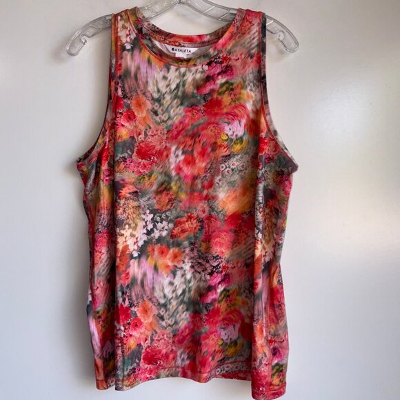 ATHLETA Chi Tank Size Large Renewed Bloom Spring Floral Athletic Gym - Picture 1 of 10
